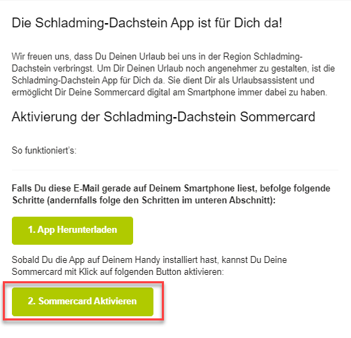 Anleitung zur Aktivierung der Schladminger Sommercard