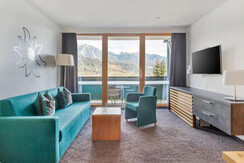 Living area with double sofa bed