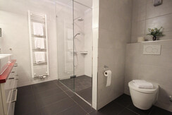 Badezimmer mit Dusche im Appartement