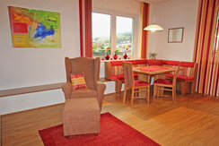 Green - Dining and living area